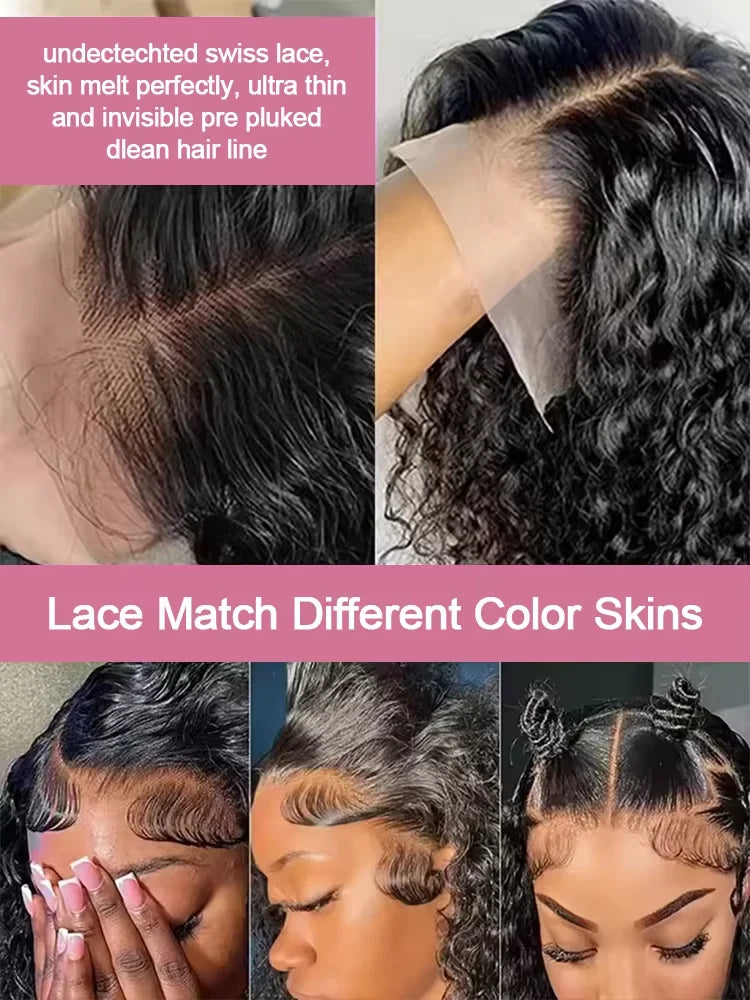 Burmese Raw 250% Density 30 inch 13x6 HD Lace Front Human Hair Wigs Deep Wave 13x4 Frontal Wigs Women Curly Glueless Closure Wig