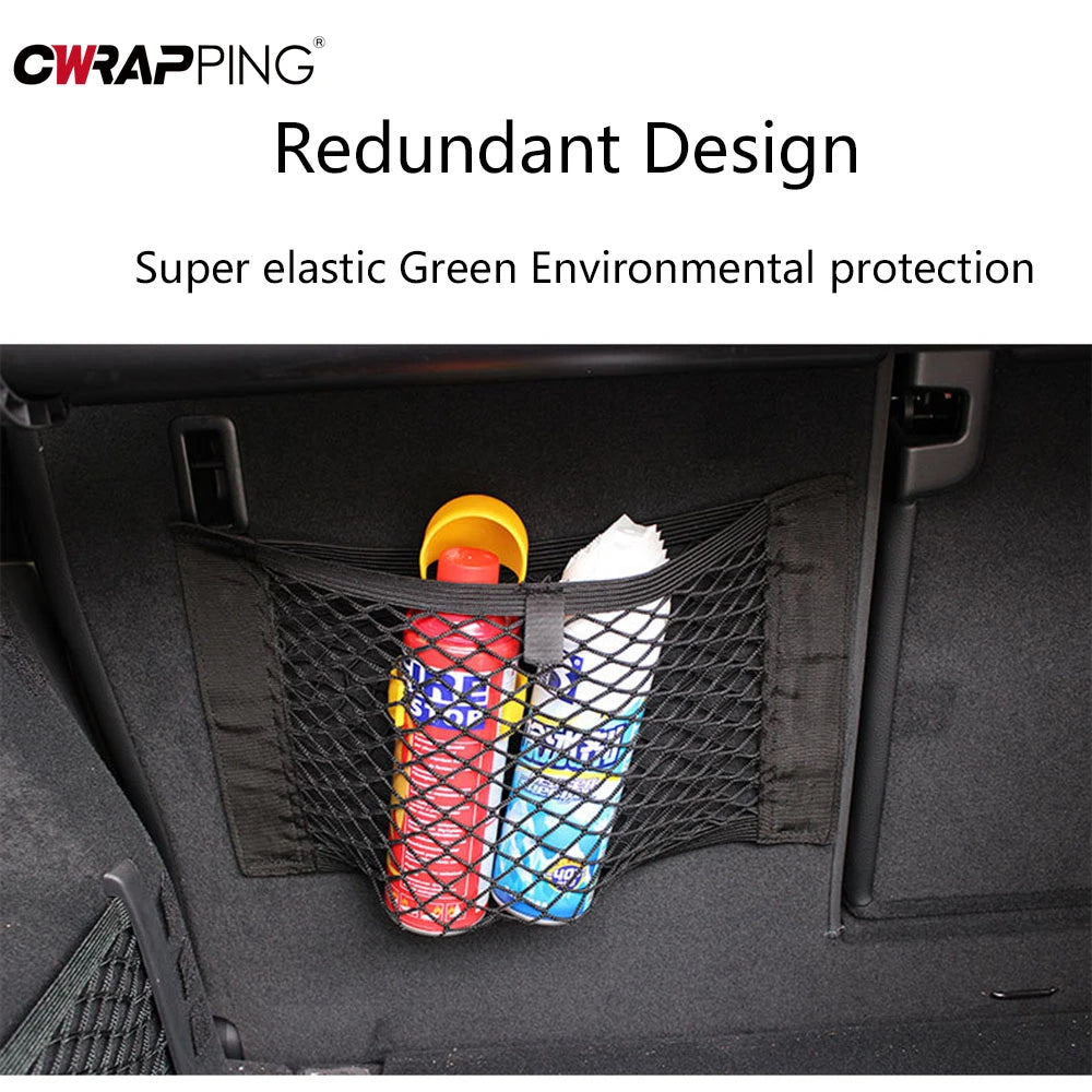 Car Rear Seat Storage Organizer Mesh Adjustable Elastic Straps Anti-Slip Net for SUV Sedan Vehicle Interior Organization Tools Imagen secundaria del producto