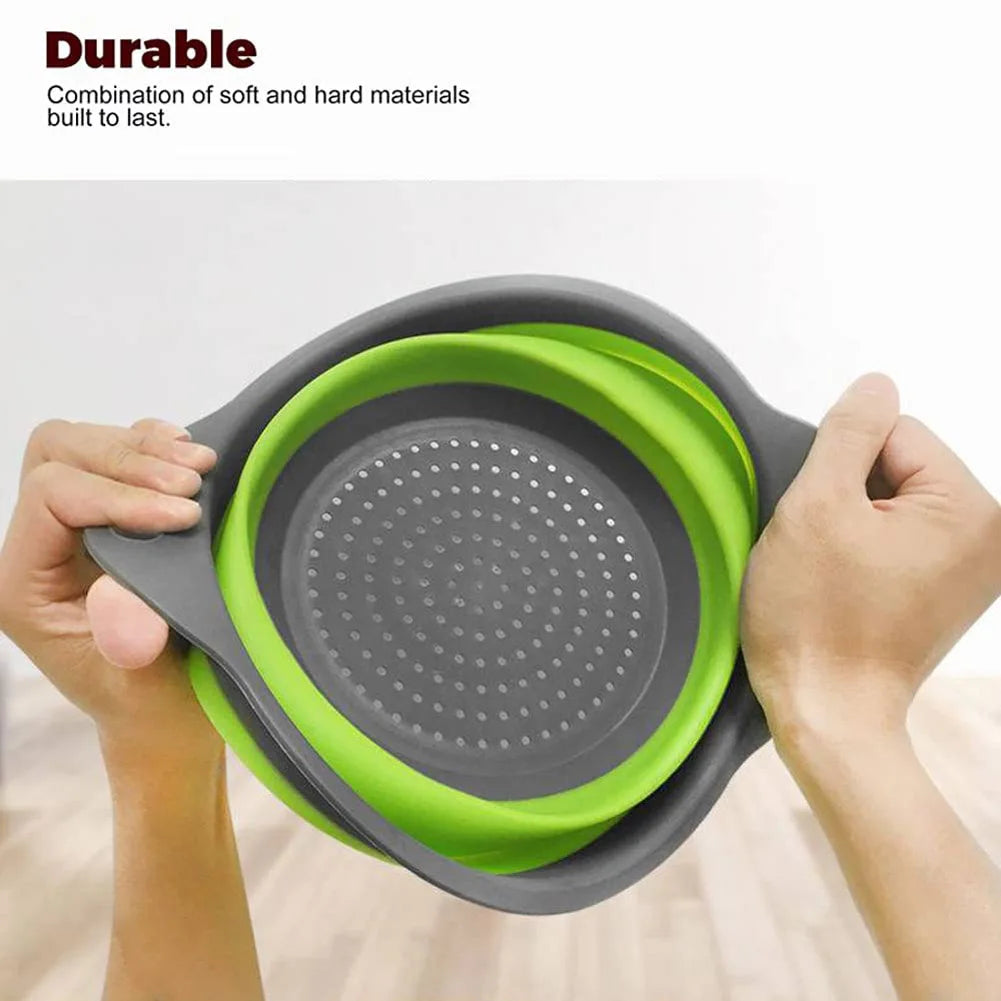 Silicone Folding Drain Basket Fruit Vegetable Washing Basket Foldable Strainer Colander Collapsible Drainer Kitchen Storage Tool
