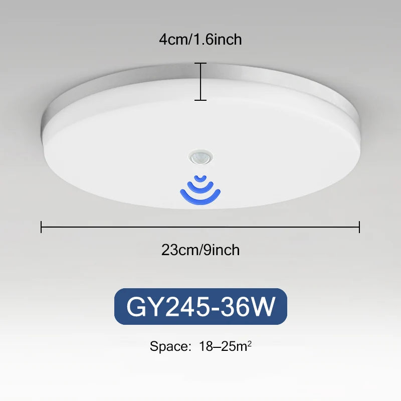 LED Ceiling Light Auto PIR Motion Sensor Smart Home Lighting 13W 18W 24W 36W  Radar Ceiling Lamp For Indoor Bedroom Room Hallway