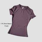 Women's Sports Yoga Set Seamless Knitted Fitness Gym Clothes Sportswear Short Sleeve Crop Top Tracksuits Gym Short Leggings