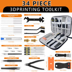 3D Printer Tool Kit 34PCS Maintenance with Nozzle Cleaning Tools, Scraper, Brushes, File Set, Cutter, Knife for FDM/SLA Printers