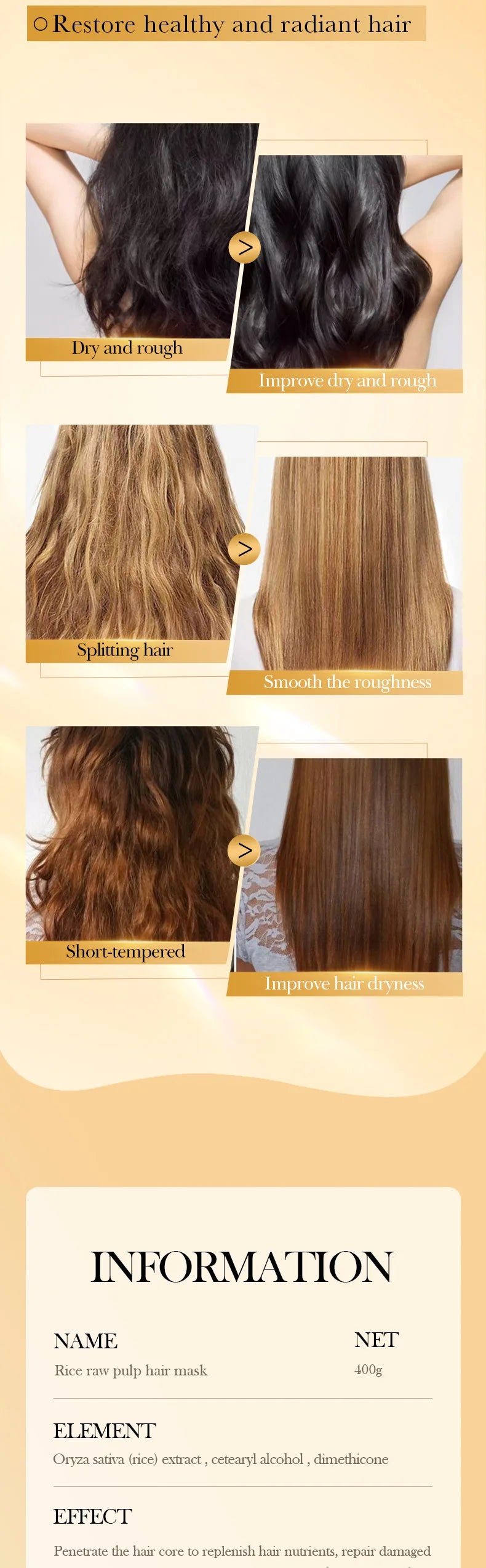 10/30/50/100/400g Magical Keratin Hair Mask 5 Seconds Repair Damaged Frizzy Hair Soft Smooth Shiny Rice Moisturizing Hair Care