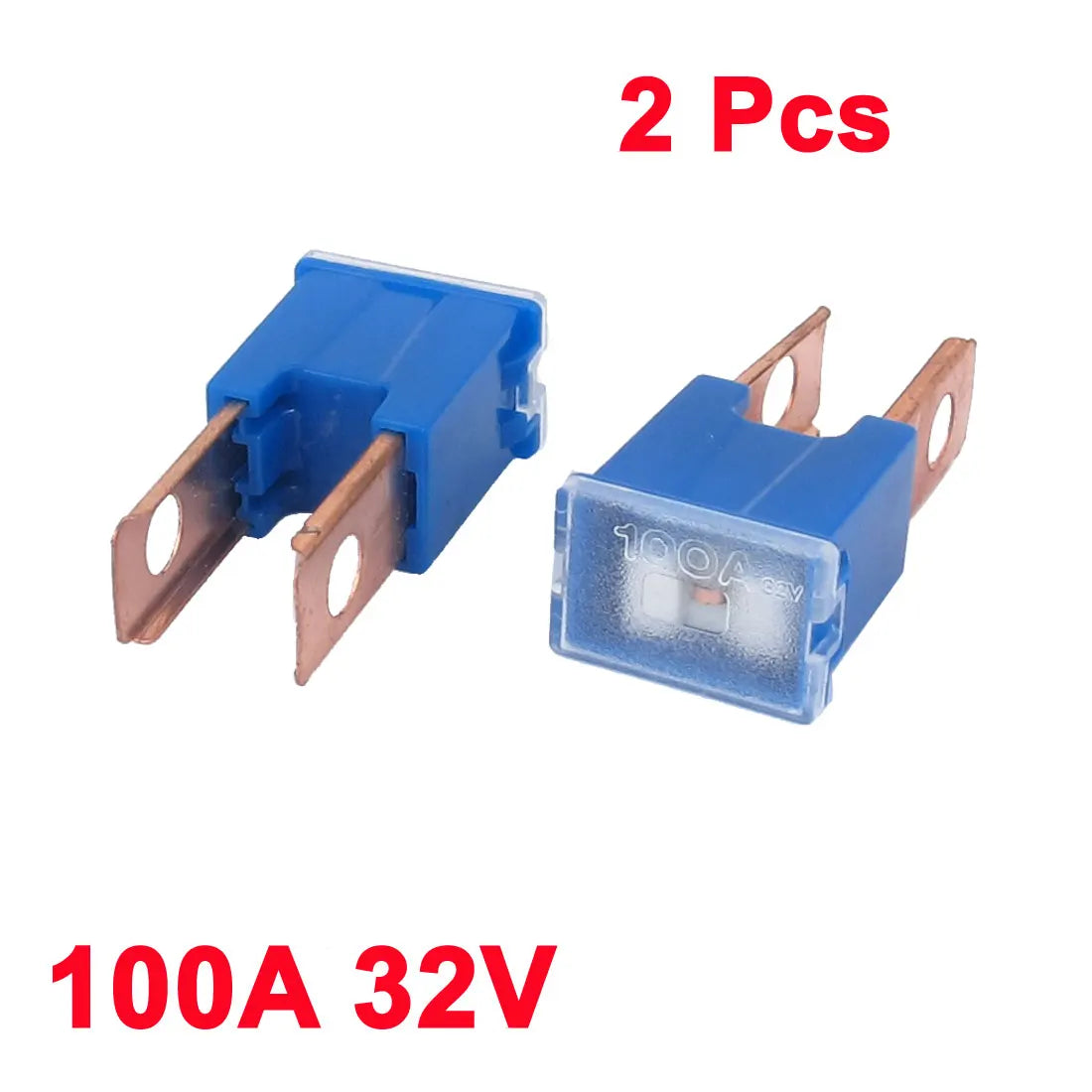 X Autohaux Auto Car 100A 32V Male Pal 2 Straight Blade Slow Blow Fuse Blue 2Pcs Image principale du produit