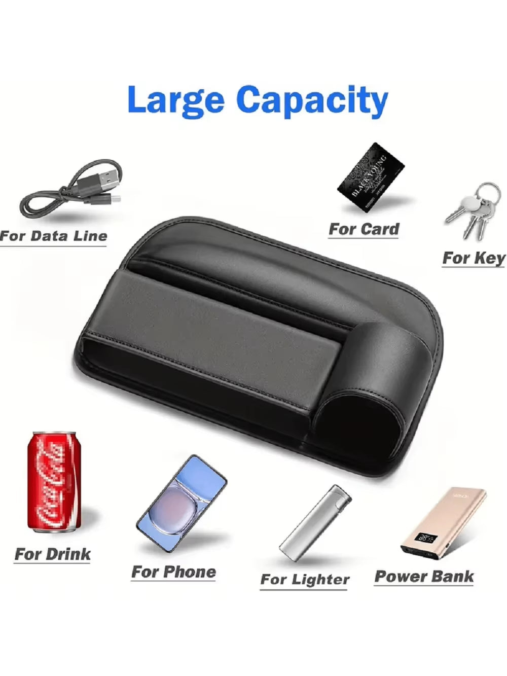 Universal Car Seat Gap Organizer Storage Box Multifunction Leather Crevice Side Storage Pocket Wallet Keys Card with Cup Holder