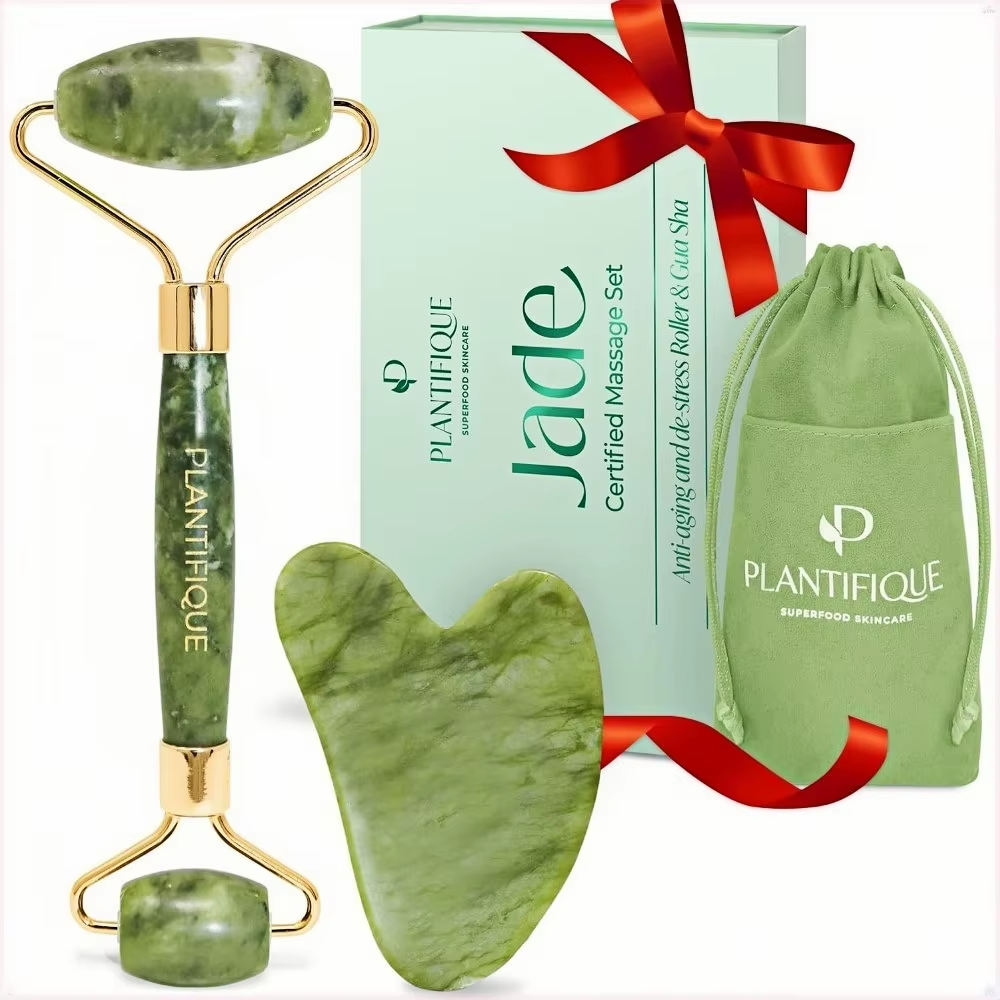 Jade Roller & Gua Sha Set – Real Jade Facial Tools for Skin Care Routine – Certified Face Massager for Radiant Skin Main image