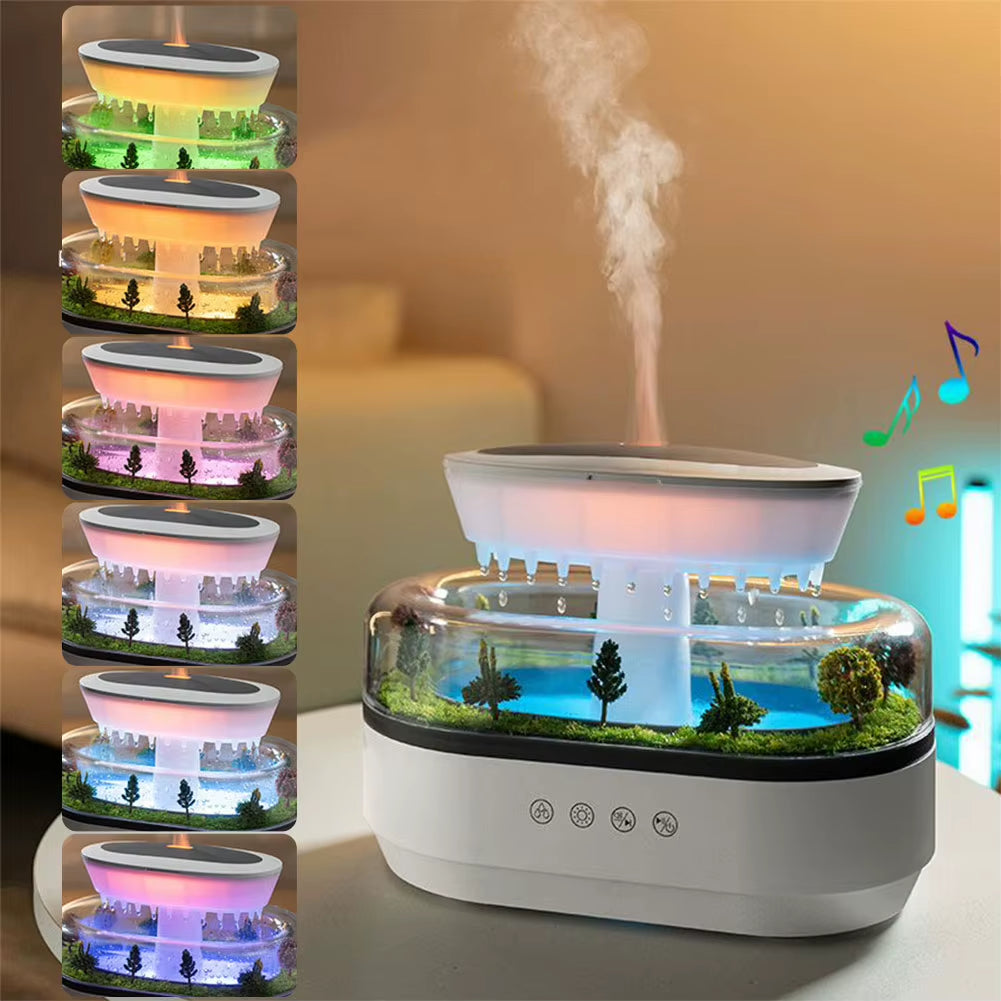 Cloud Rain Humidifier 7 Colors Rainfall Humidifier Rain Sounds Microlandscape Raindrop Essential Oil Aromatherapy Diffuser