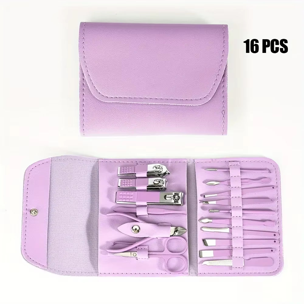 16Pcs Professional Nail Clippers and Cuticle Nippers Set with Travel Case Manicure Set Pedicure Sets Nail Clippers