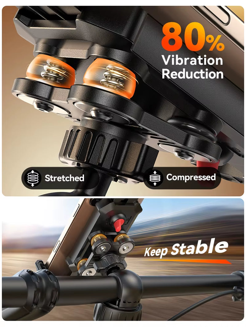 Joyroom Anti-Shake Bike Phone Holder Quick Install Bicycle Motorcycle Phone Mount with Vibration Dampener for 4.7-7" Phones