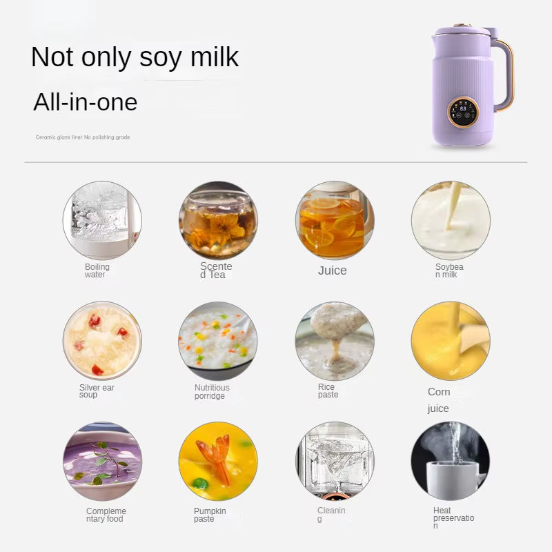 220V Automatic Mini Soy Milk Maker 1000ML Soybean Milk Machine Filter-Free Cooking Rice Paste Food Blender Fruit Juicer