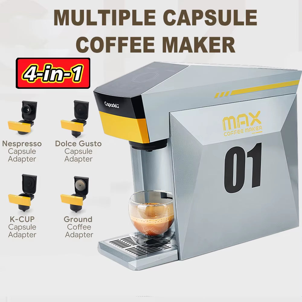 Capsule Coffee Machine 4 in 1 Compatible with DG Nes Illy Capsule Pod Ground Coffee Cafeteria 19Bar Coffee Maker Icafilas