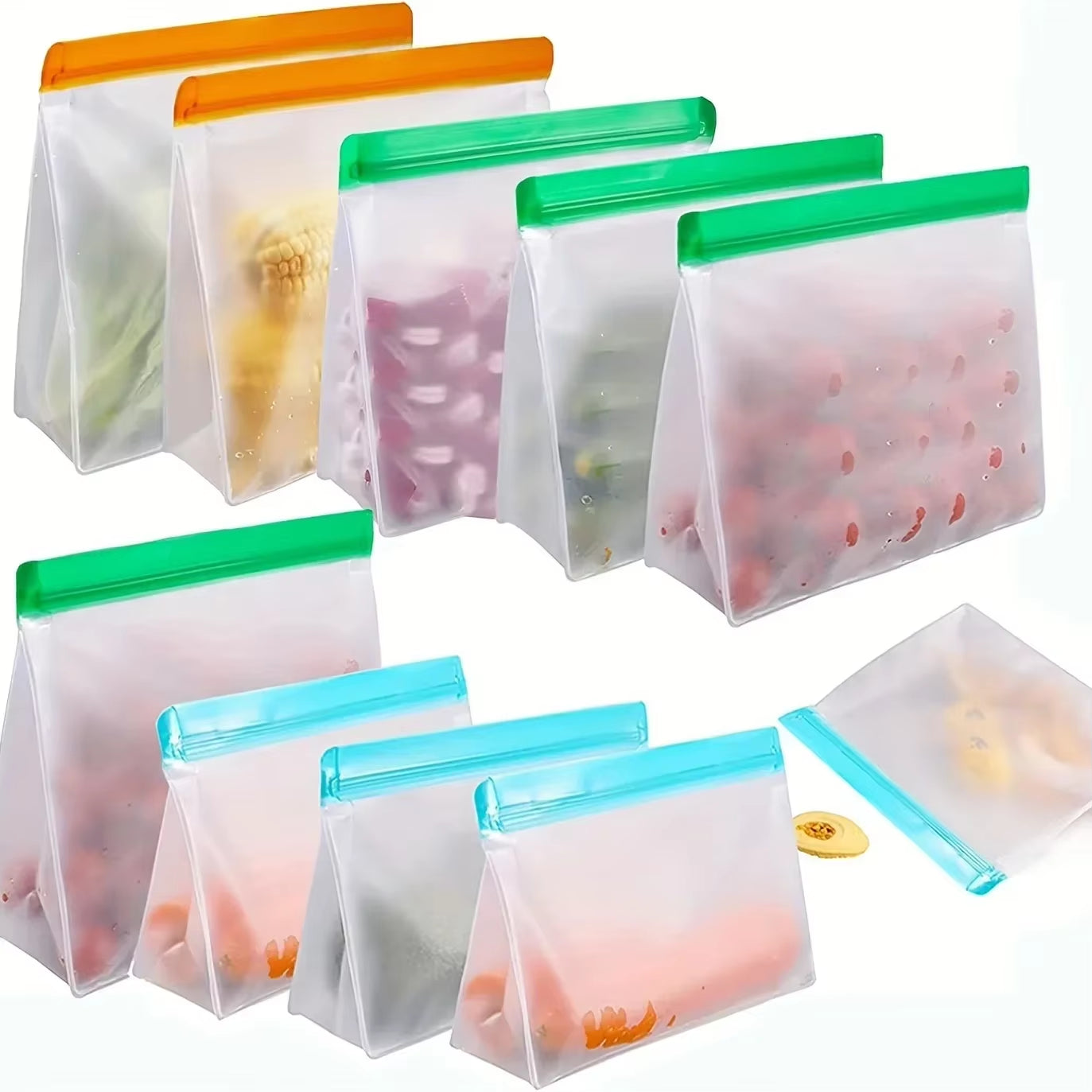 Reusable Silicone Food Bag Freezer Stand up Food Storage Pouch PEVA Bag Leakproof Containers Kitchen Fresh Bags Wrap Ziplock Bag