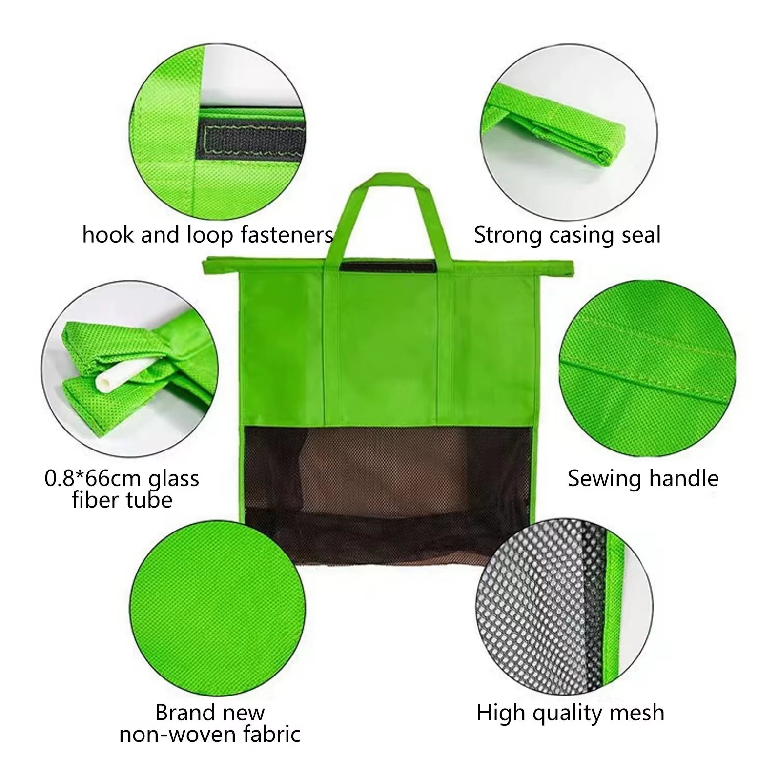 Ecobaggy Storage Bag - 4 Reusable Grocery Bags W/A Cooler Bag.Reusable Shopping Bags Foldable Easy Clean and Store
