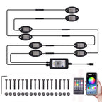 High Quality 8Pods RGB LED Rock Lights APP Control for Jeep Off-Road Truck UTV ATV Underbody Wheel Lights Car LED Chassis Strip
