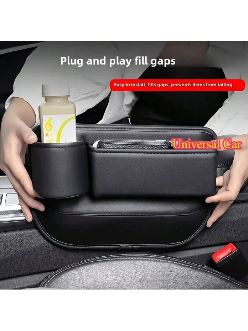 Universal Car Seat Gap Organizer Storage Box Multifunction Leather Crevice Side Storage Pocket Wallet Keys Card with Cup Holder