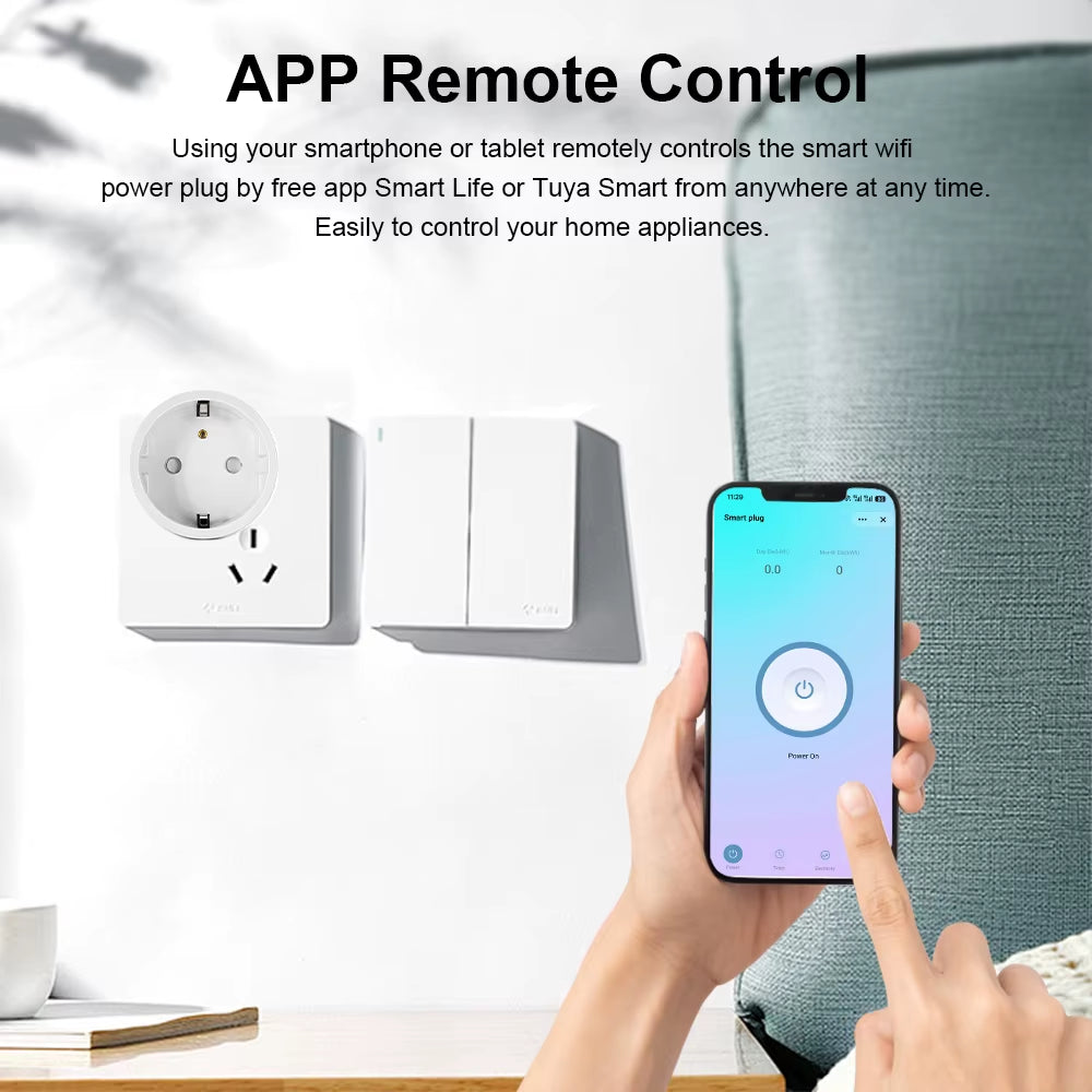 Tuya WiFi Smart Plug 10A EU Smart Socket with Power Monitoring Timing Function Voice Control via Alexa Google Home Yandex