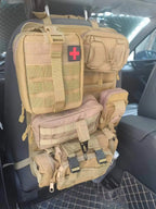 Tactical Seat Back Organizer Vehicle Molle Panel Storage, with 5 Detachable Molle Pouches, Universal Car Seat Organizer