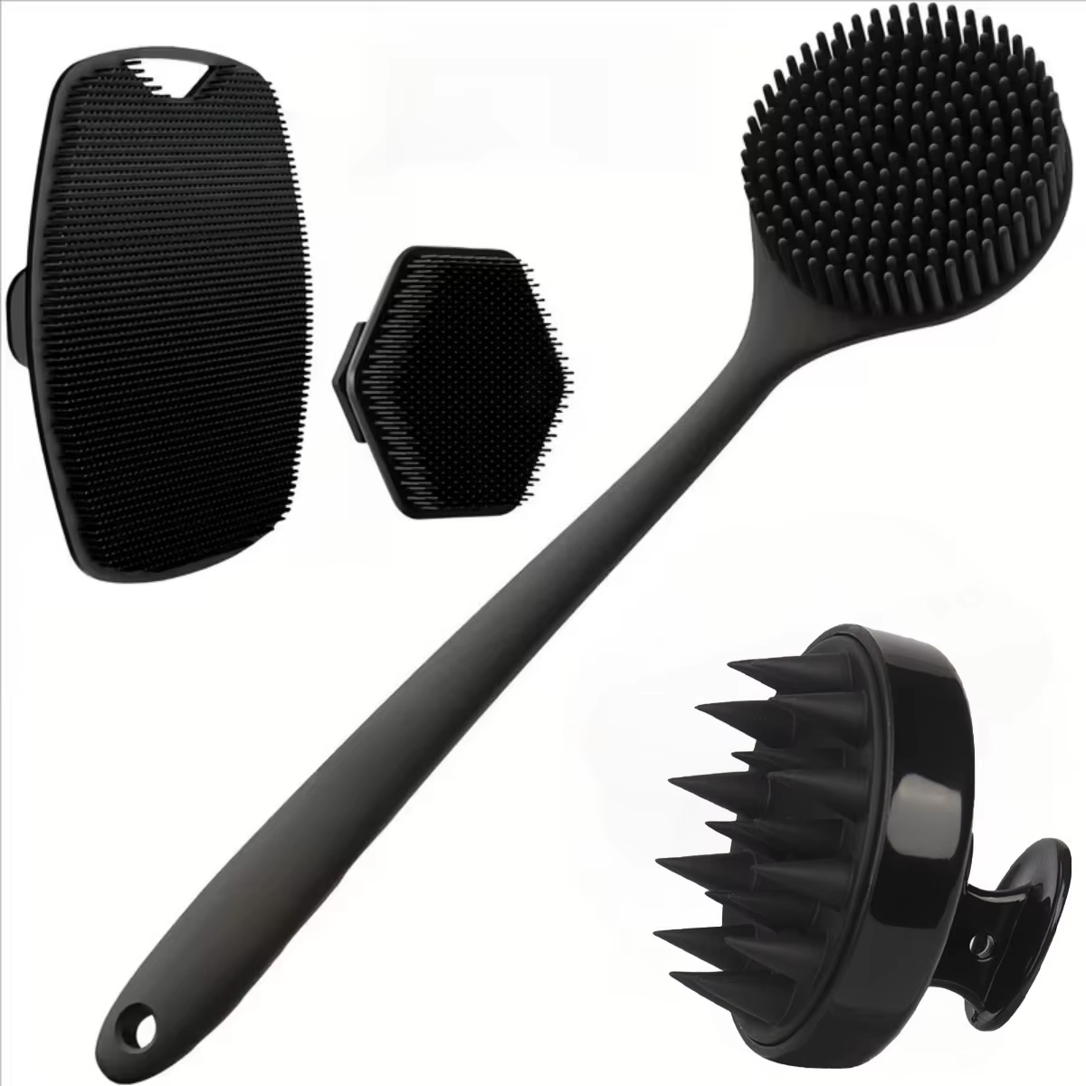4PCS Set Silicone Body Scrubber Soft Exfoliating Brush for Face Gentle Shower Massage and Skin Cleansing Bathroom Accessories Main image