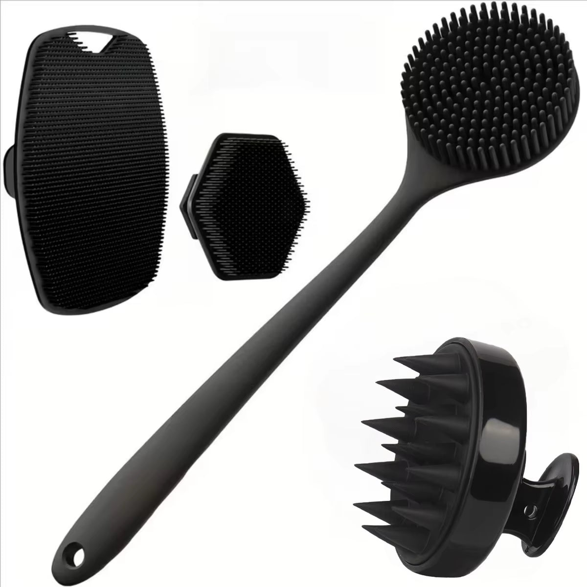 4PCS Set Silicone Body Scrubber Soft Exfoliating Brush for Face Gentle Shower Massage and Skin Cleansing Bathroom Accessories