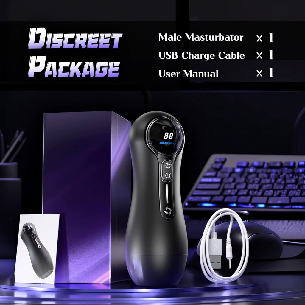 Male Masturbator Penis Pump Adult Sex Toys for 18 Men with 4 Sucking 9 Vibration Modes LED Display Pocket Pussy Realistic Vagina