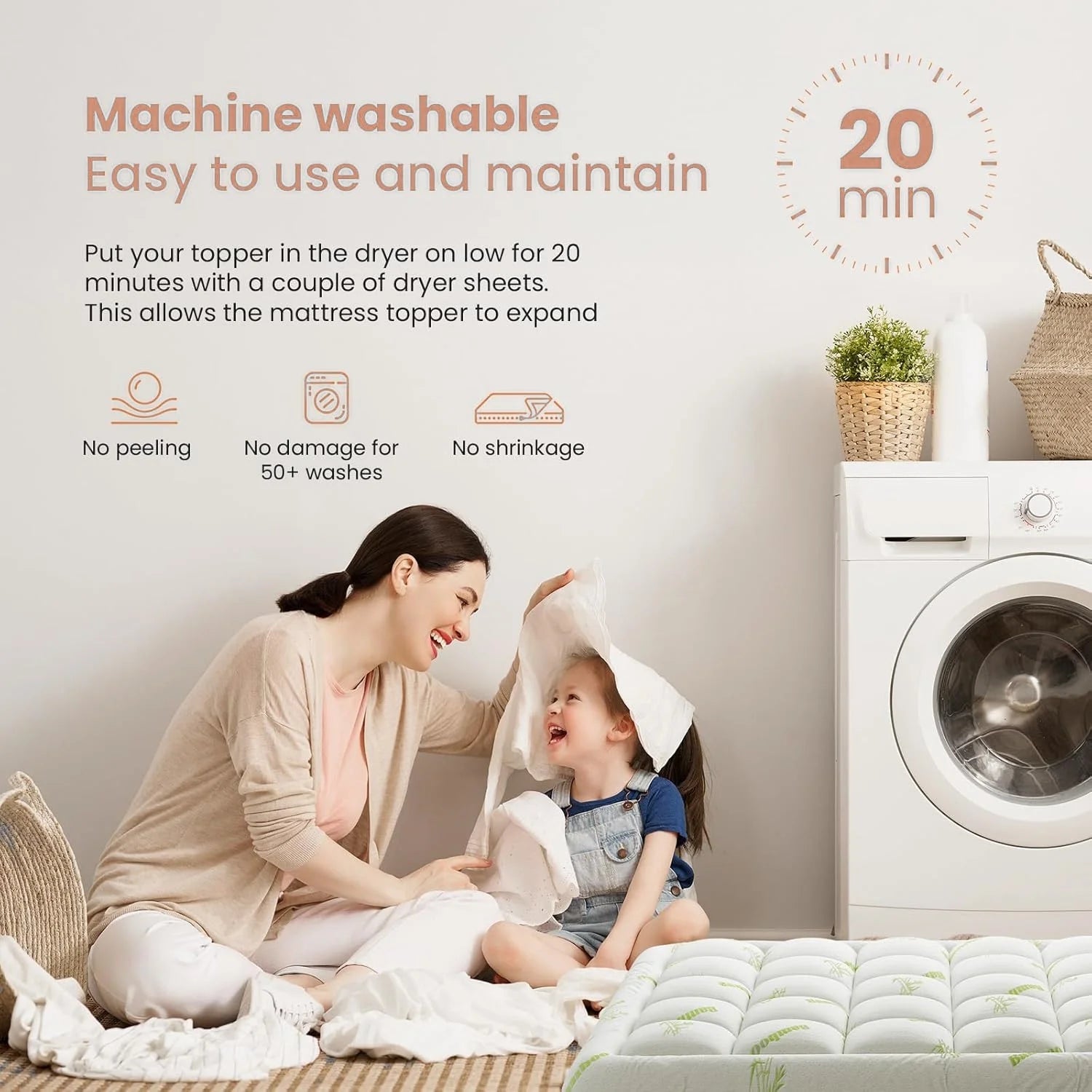 Ultra Queen Size Soft Mattress Topper, Viscose Derived from Bamboo with Pillow Top Design, Thick Cooling Pad for Back Pain Relief, Deep Pocket for Mattress, Naturally Cooling for Hot Sleepers, Green