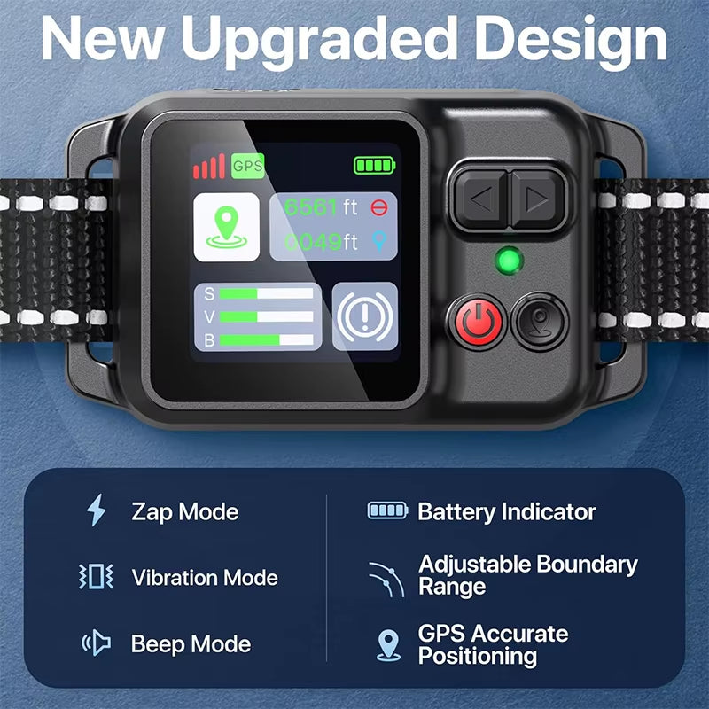 GPS Dog Wireless Fence Coverage Range 49-6561 Feet IP67 Waterproof Adjustable Training Modes GPS Positioning Outdoor Use Only