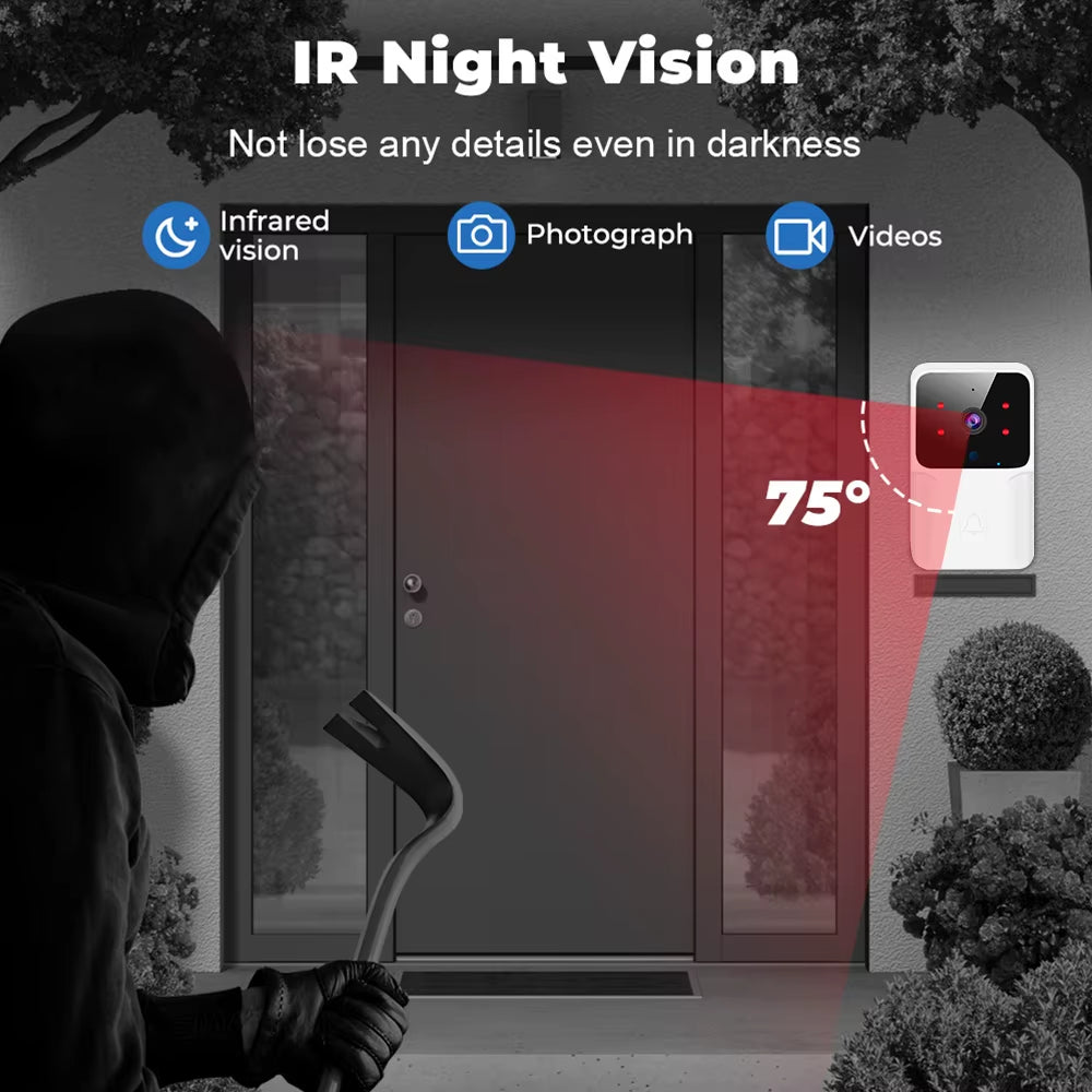 WiFi Video Doorbell Wireless Phone Two-Way Intercom System IR Night Vision Doorbell Smart Home Security Door Bell Camera Monitor