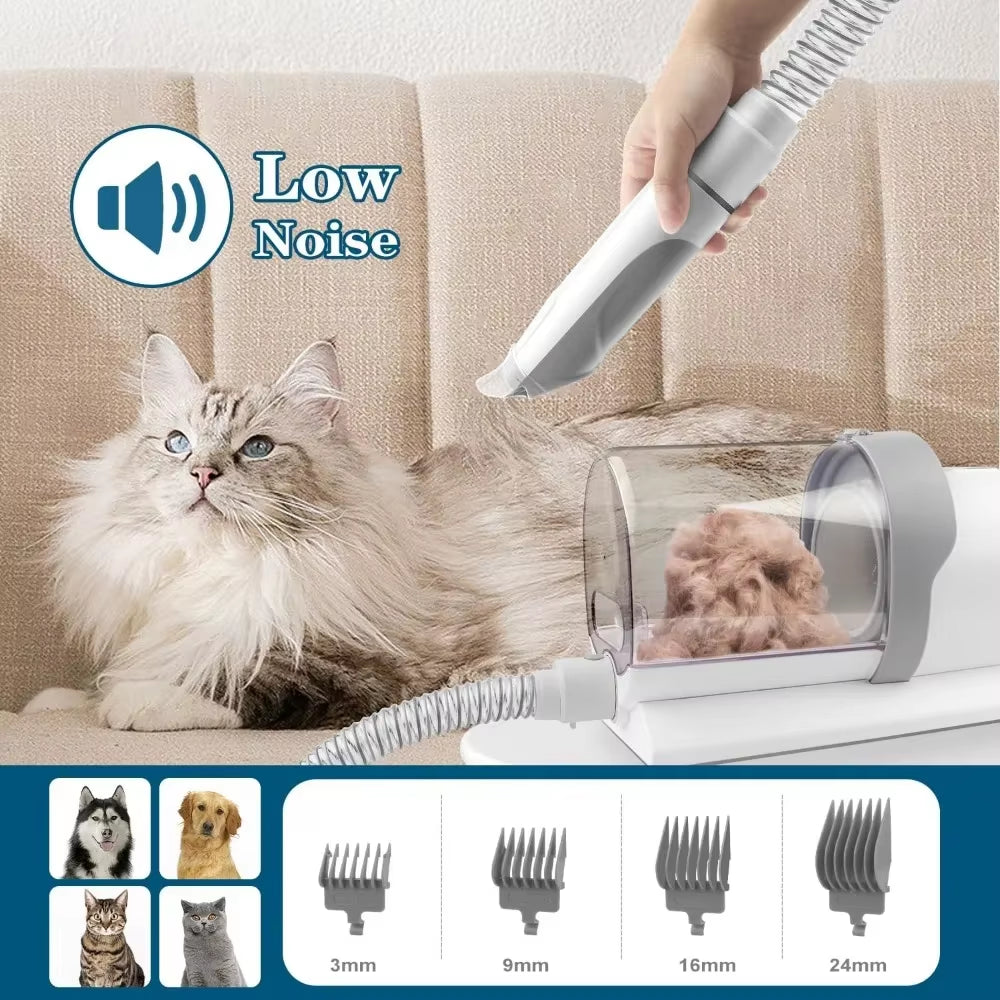 5-In-1 Dog Grooming Vacuum Kit Strong Pet Hair Removal Professional Clippers 6 Guide Combs Pet Grooming Tools for Dogs Cats