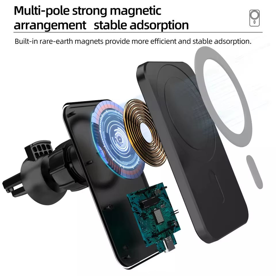 Wireless Charger Magnetic Car Phone Holder for iPhone 14 13 Pro Max 12 Phone Accessories 30W Fast Charging Induction Adapter