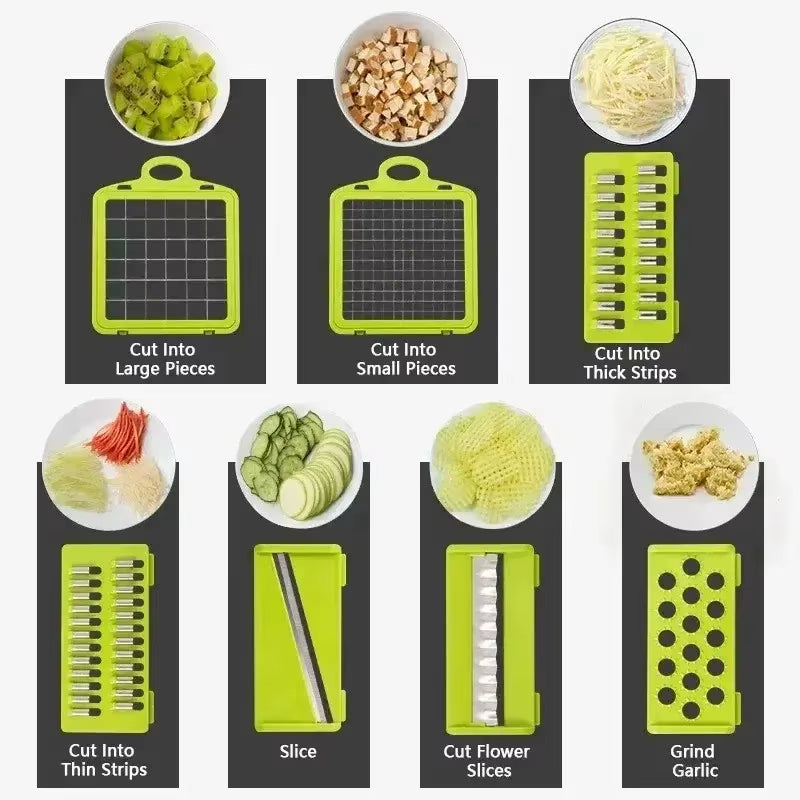14 in 1 Multifunctional Vegetable Chopper Food Chopper Grate Food Handle Vegetable Slicer Dicer Cut Kitchen Items Cocina