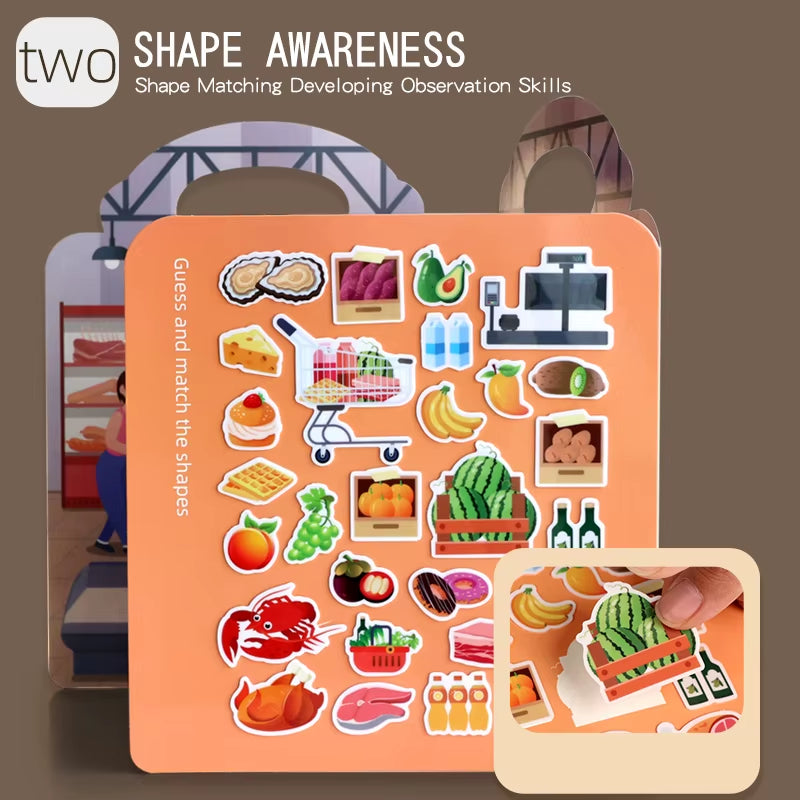 Jelly Sticker Book for Kids DIY Quiet Fun with Scene Stickers Reusable Paste Puzzle Book Educational Activity for Children