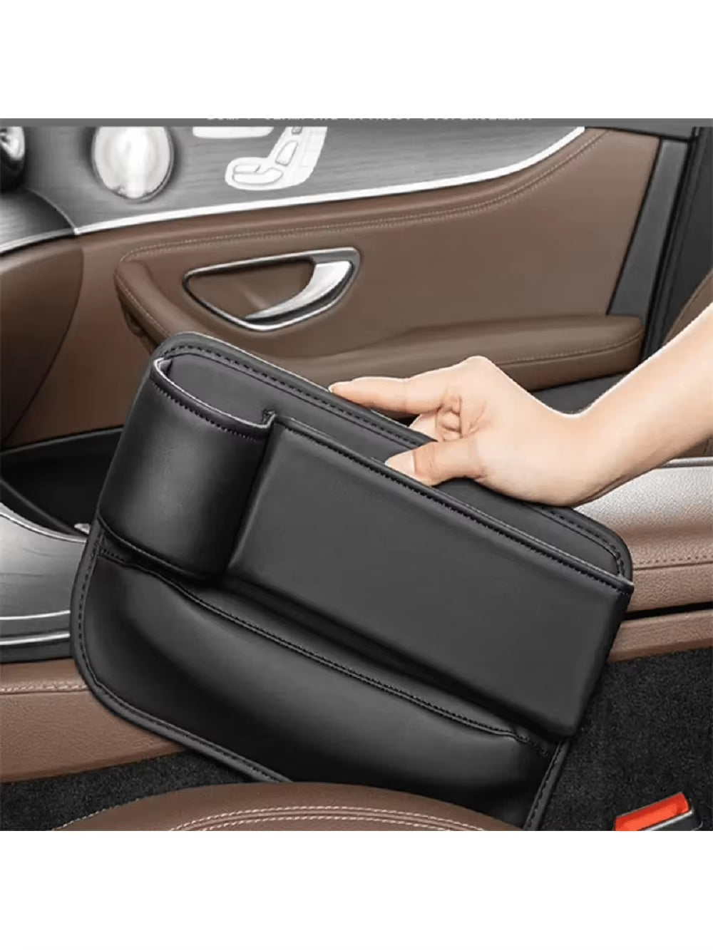 Universal Car Seat Gap Organizer Storage Box Multifunction Leather Crevice Side Storage Pocket Wallet Keys Card with Cup Holder