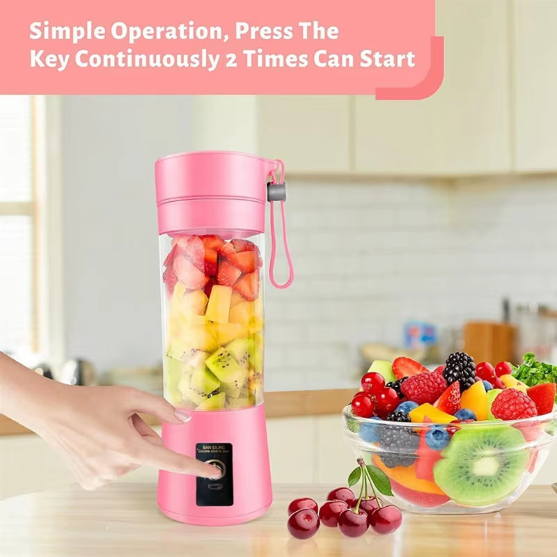 A78E-Portable Blender Mini Blender for Shakes and Smoothies Rechargeable USB 380Ml Traveling Fruit Juicer Cup with 6 Blades