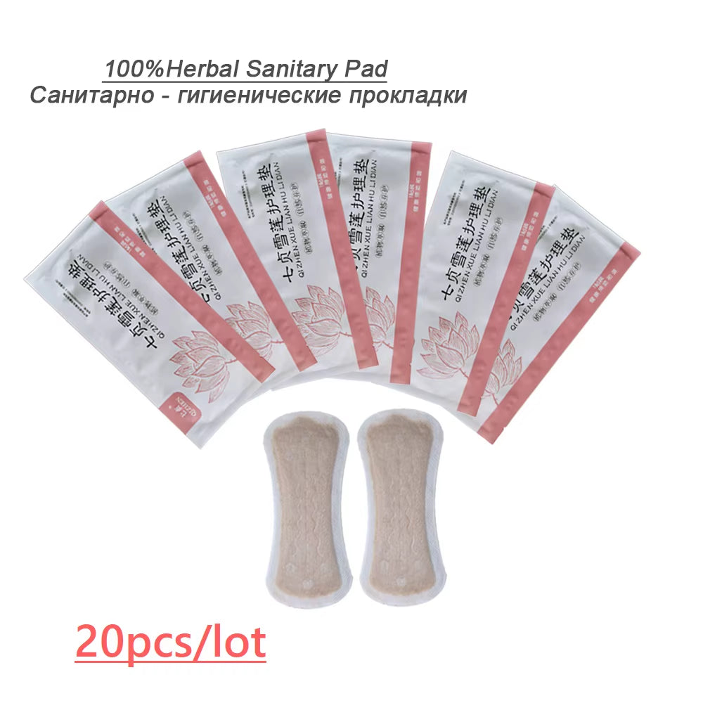 20Pcs Chinese Herbal Gynecological Pads Medicine Tampons Vaginal Infection Silver-Ion Gynecol Cure Care Medicated Sanitary Pads