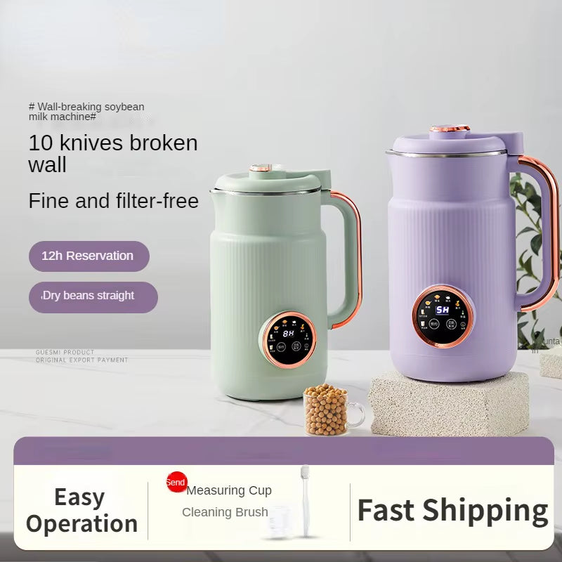220V Automatic Mini Soy Milk Maker 1000ML Soybean Milk Machine Filter-Free Cooking Rice Paste Food Blender Fruit Juicer