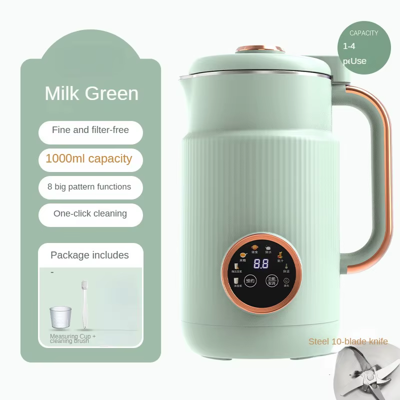 220V Automatic Mini Soy Milk Maker 1000ML Soybean Milk Machine Filter-Free Cooking Rice Paste Food Blender Fruit Juicer Main image