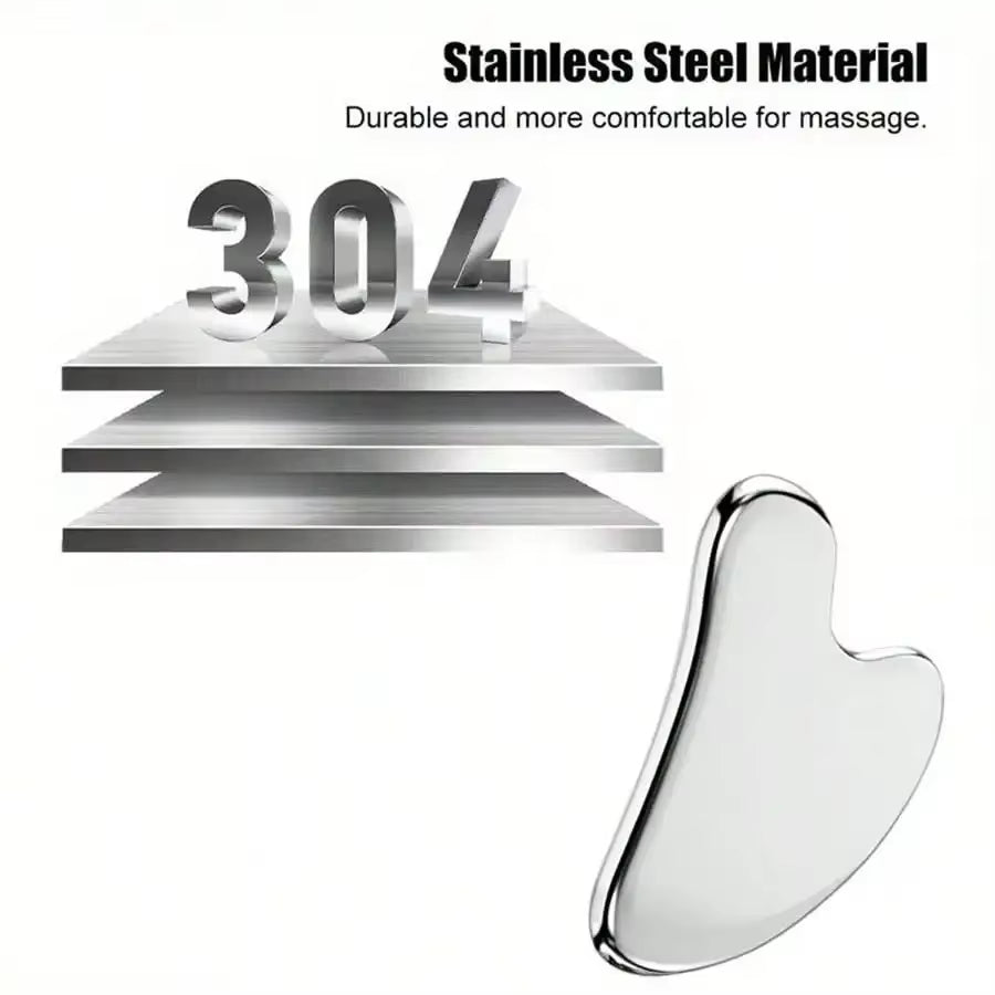 304 Stainless Steel Gua Sha Facial Tools Face Massage Tools Smooth Sturdy Metal Scraper Guasha Tool Face Body Reduce Puffiness