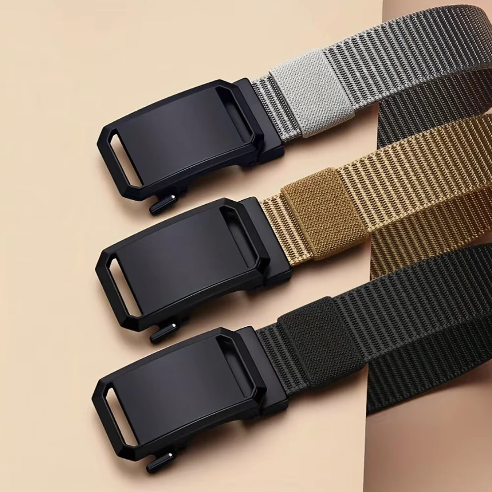 New Automatic Buckle Belt, Canvas Tactical Workwear Casual Outdoor Military Training Pants Belt for Men