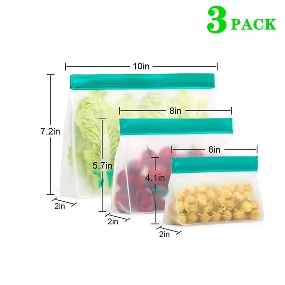 Reusable Silicone Food Bag Freezer Stand up Food Storage Pouch PEVA Bag Leakproof Containers Kitchen Fresh Bags Wrap Ziplock Bag Main image