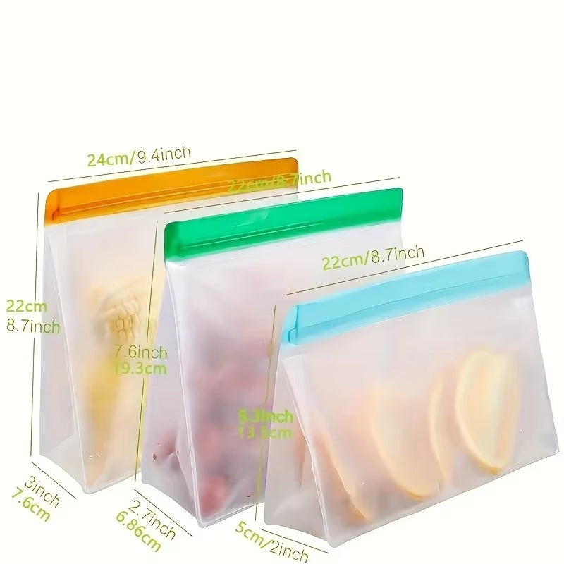 Reusable Silicone Food Bag Freezer Stand up Food Storage Pouch PEVA Bag Leakproof Containers Kitchen Fresh Bags Wrap Ziplock Bag