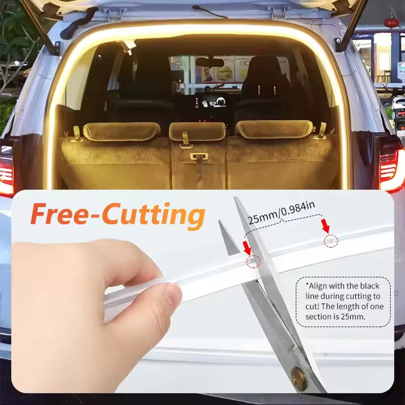 Car Trunk Dynamic Flowing Light Strip 4M/2M Automatic On/Off Scanning Lamp Flexible Waterproof Light Strip Hidden Installation