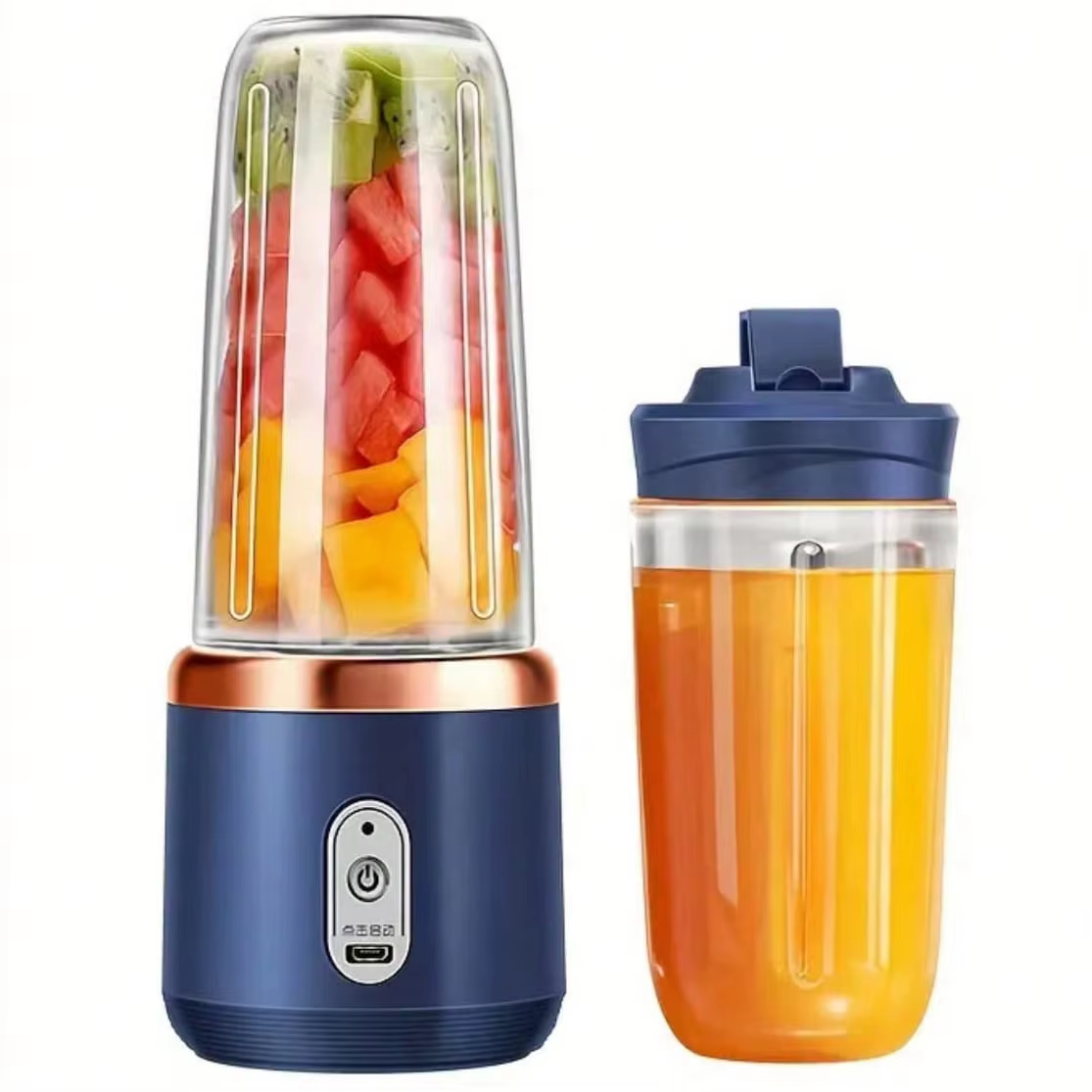 Compact Travel Smoothie Blender: Rechargeable Electric Fruit Juicer Cup with Ice Crushing & Orange Squeezer Main image